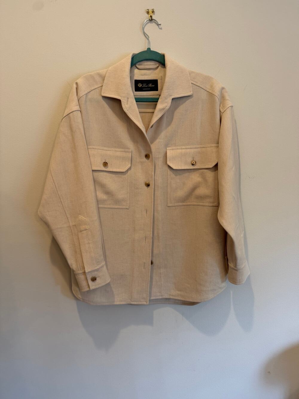 Loro Piana Darby Overshirt Jacket Natural Melange Linen Wool IT 36 US 0 XS